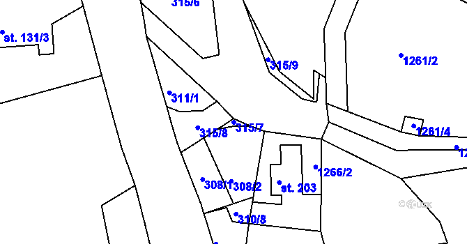 Parcela st. 315/7 v KÚ Ohnišov, Katastrální mapa