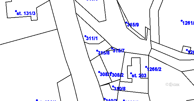 Parcela st. 315/8 v KÚ Ohnišov, Katastrální mapa