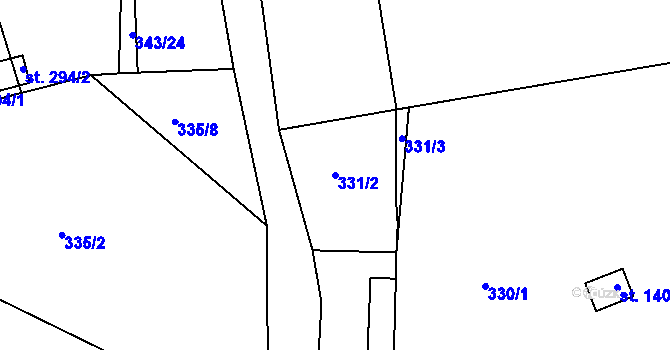 Parcela st. 331/2 v KÚ Ohnišov, Katastrální mapa