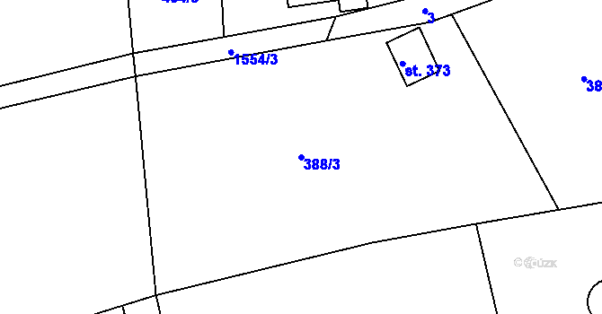 Parcela st. 388/3 v KÚ Ohnišov, Katastrální mapa