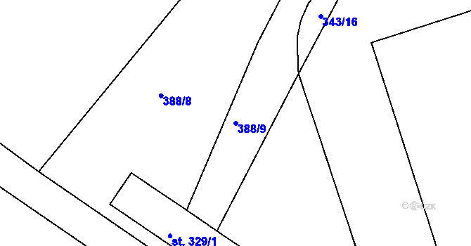 Parcela st. 388/9 v KÚ Ohnišov, Katastrální mapa
