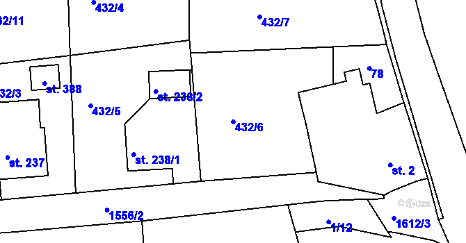 Parcela st. 432/6 v KÚ Ohnišov, Katastrální mapa