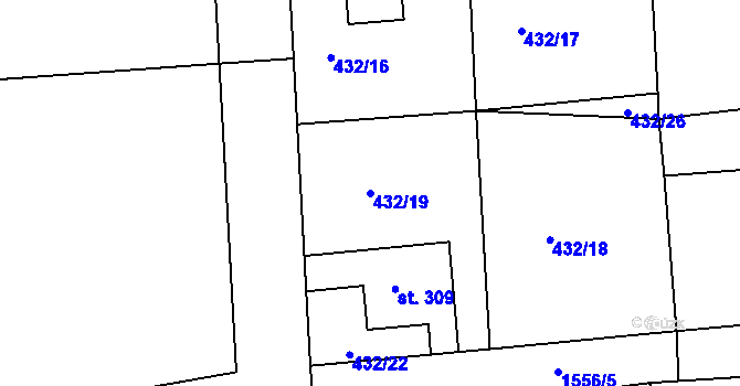 Parcela st. 432/19 v KÚ Ohnišov, Katastrální mapa
