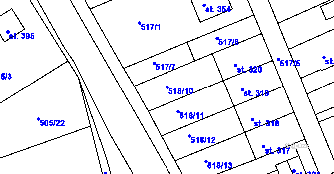 Parcela st. 518/10 v KÚ Ohnišov, Katastrální mapa
