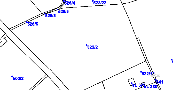 Parcela st. 522/2 v KÚ Ohnišov, Katastrální mapa