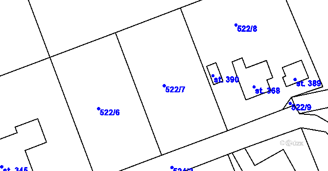 Parcela st. 522/7 v KÚ Ohnišov, Katastrální mapa