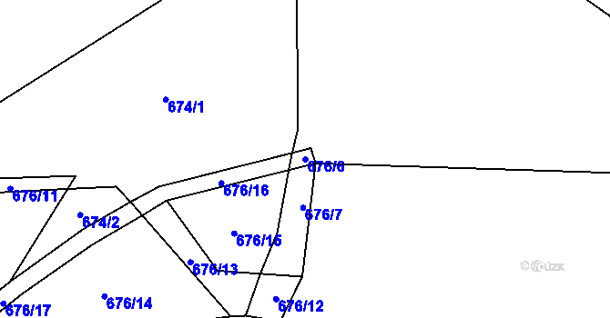 Parcela st. 676/6 v KÚ Ohnišov, Katastrální mapa