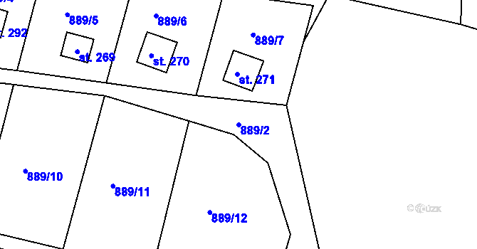 Parcela st. 889/2 v KÚ Ohnišov, Katastrální mapa