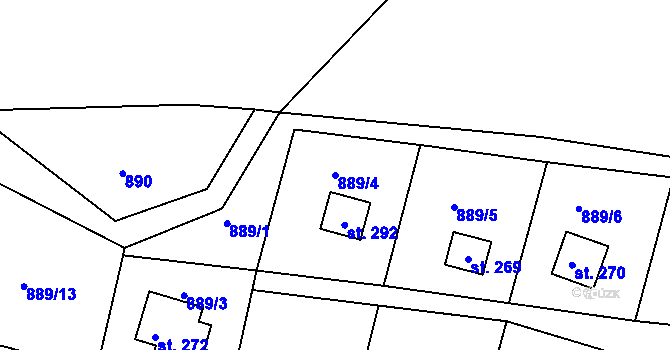 Parcela st. 889/4 v KÚ Ohnišov, Katastrální mapa