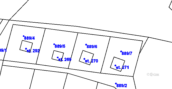 Parcela st. 889/6 v KÚ Ohnišov, Katastrální mapa