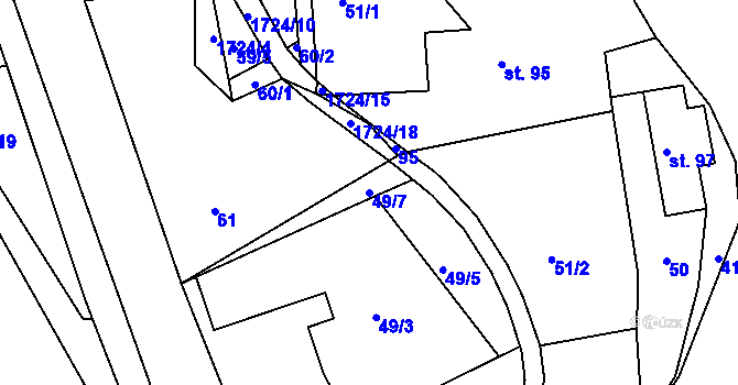 Parcela st. 49/7 v KÚ Ohnišov, Katastrální mapa