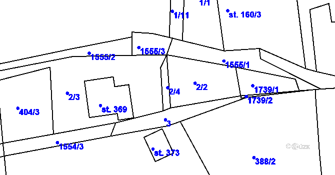 Parcela st. 2/4 v KÚ Ohnišov, Katastrální mapa