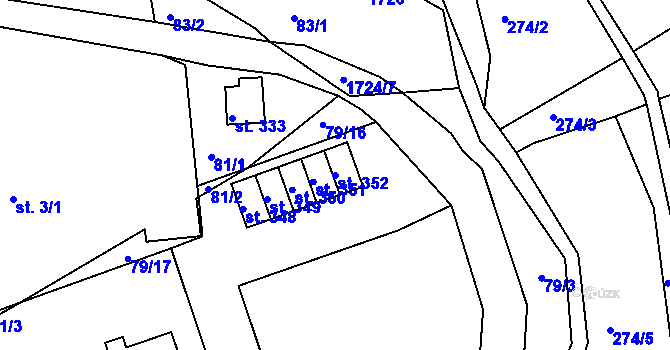 Parcela st. 352 v KÚ Ohnišov, Katastrální mapa