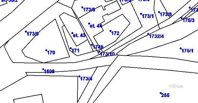 Parcela st. 173/10 v KÚ Ohnišov, Katastrální mapa