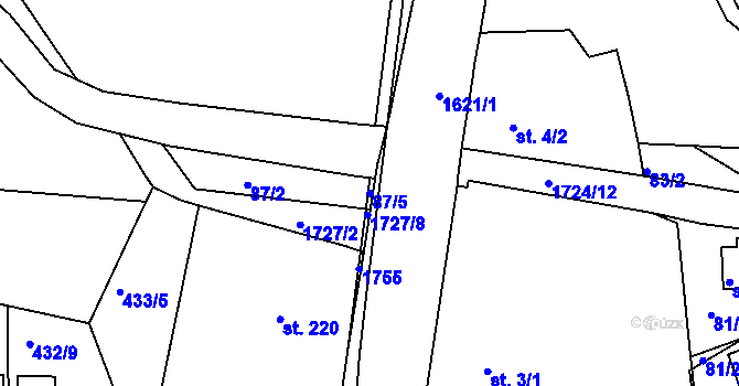 Parcela st. 87/5 v KÚ Ohnišov, Katastrální mapa