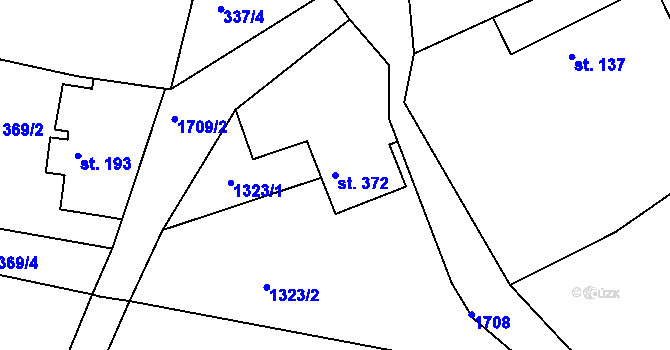 Parcela st. 372 v KÚ Ohnišov, Katastrální mapa
