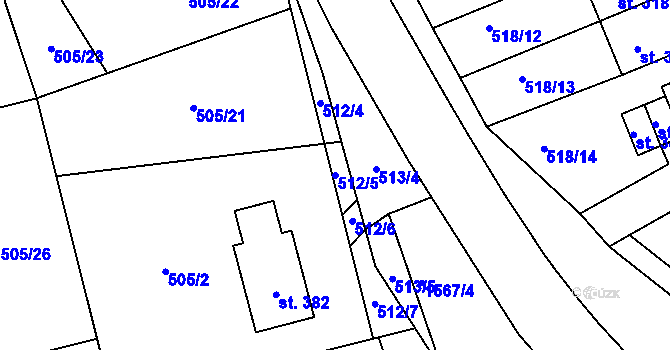 Parcela st. 512/5 v KÚ Ohnišov, Katastrální mapa