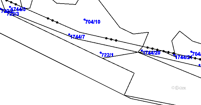 Parcela st. 722/1 v KÚ Ohnišov, Katastrální mapa