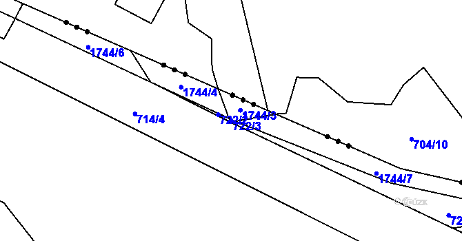 Parcela st. 722/3 v KÚ Ohnišov, Katastrální mapa