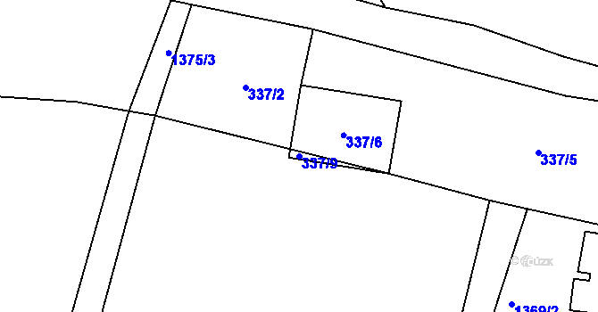 Parcela st. 337/9 v KÚ Ohnišov, Katastrální mapa