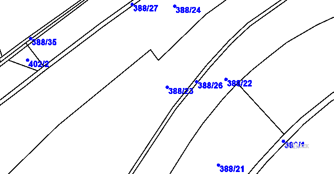 Parcela st. 388/23 v KÚ Ohnišov, Katastrální mapa