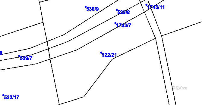 Parcela st. 522/21 v KÚ Ohnišov, Katastrální mapa
