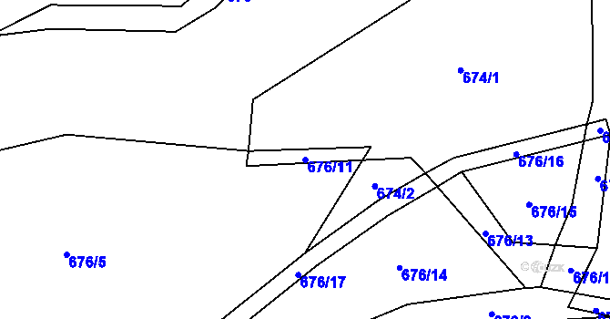 Parcela st. 676/11 v KÚ Ohnišov, Katastrální mapa