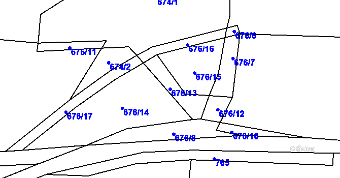 Parcela st. 676/13 v KÚ Ohnišov, Katastrální mapa