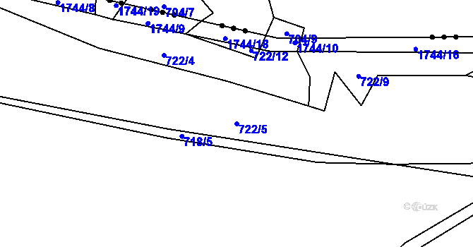 Parcela st. 722/5 v KÚ Ohnišov, Katastrální mapa