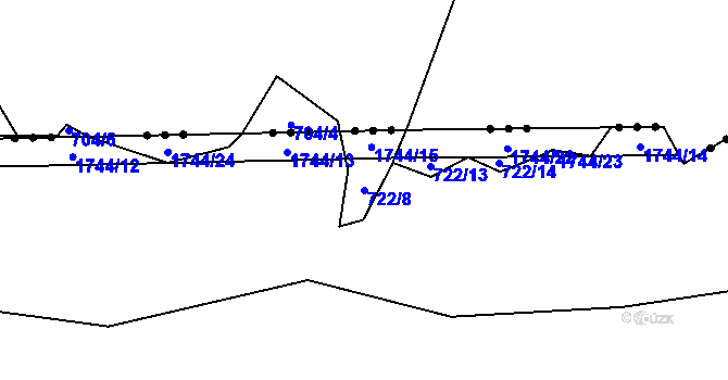 Parcela st. 722/8 v KÚ Ohnišov, Katastrální mapa