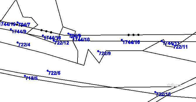 Parcela st. 722/9 v KÚ Ohnišov, Katastrální mapa