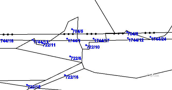 Parcela st. 722/10 v KÚ Ohnišov, Katastrální mapa