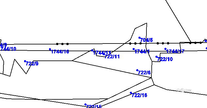 Parcela st. 722/11 v KÚ Ohnišov, Katastrální mapa