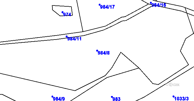 Parcela st. 984/8 v KÚ Ohnišov, Katastrální mapa