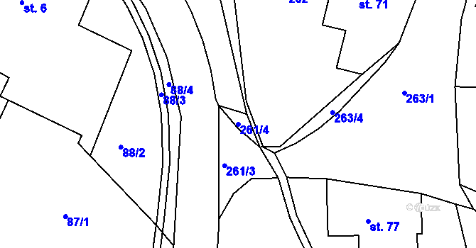 Parcela st. 261/4 v KÚ Ohnišov, Katastrální mapa