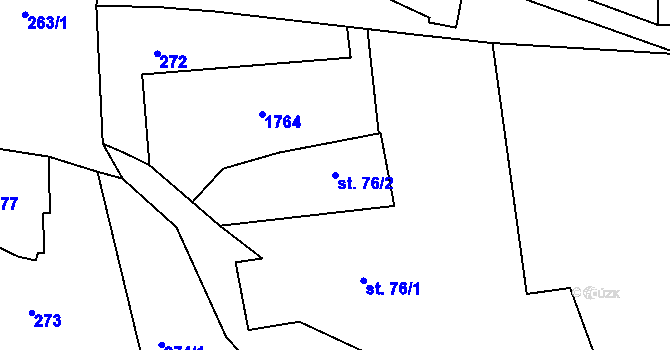 Parcela st. 76/2 v KÚ Ohnišov, Katastrální mapa