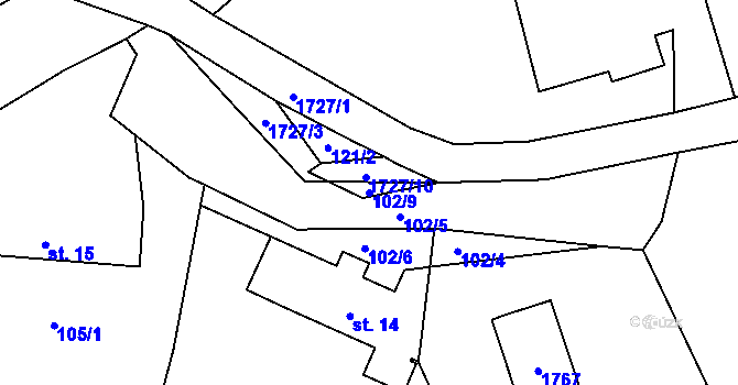 Parcela st. 102/9 v KÚ Ohnišov, Katastrální mapa