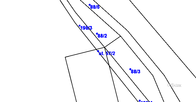 Parcela st. 57/2 v KÚ Zákraví, Katastrální mapa