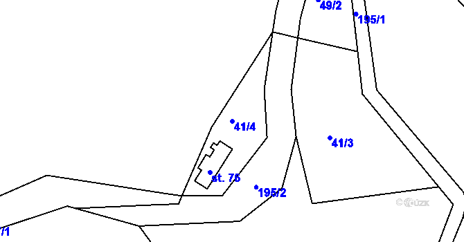 Parcela st. 41/4 v KÚ Zákraví, Katastrální mapa
