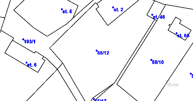 Parcela st. 55/12 v KÚ Zákraví, Katastrální mapa