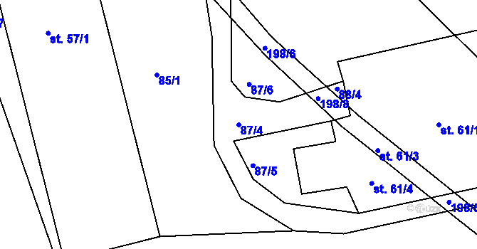Parcela st. 87/4 v KÚ Zákraví, Katastrální mapa