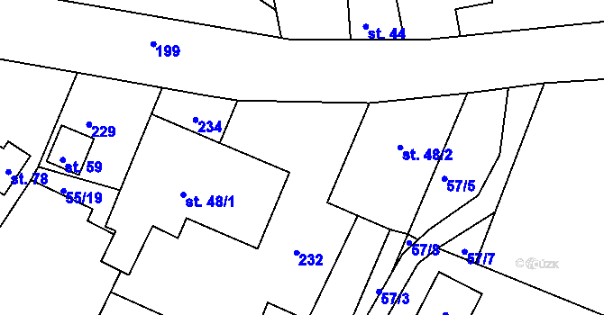 Parcela st. 232 v KÚ Zákraví, Katastrální mapa