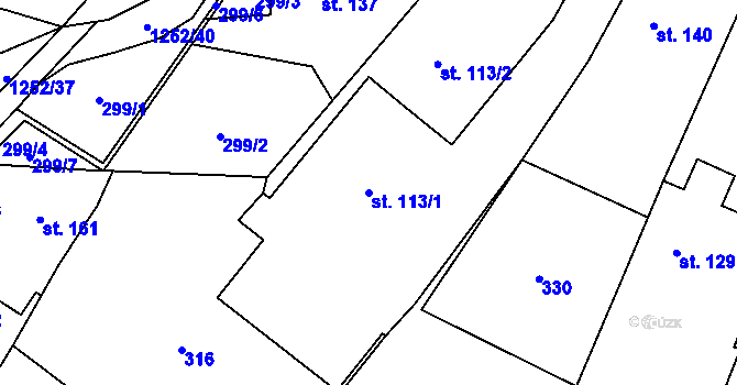 Parcela st. 113/1 v KÚ Ohnišťany, Katastrální mapa