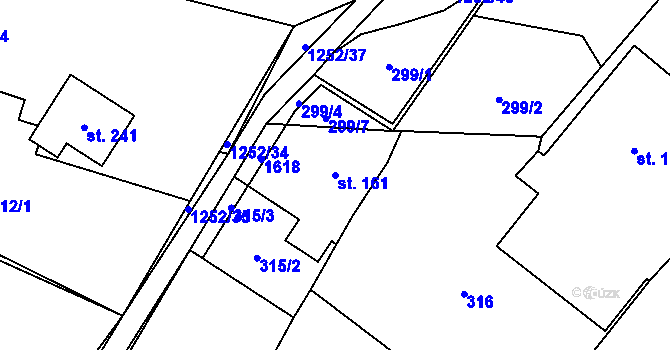 Parcela st. 161 v KÚ Ohnišťany, Katastrální mapa