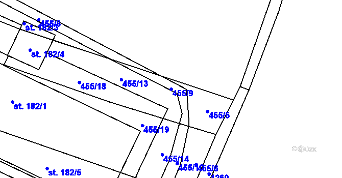 Parcela st. 455/9 v KÚ Ohnišťany, Katastrální mapa