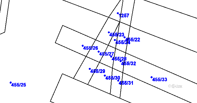 Parcela st. 455/27 v KÚ Ohnišťany, Katastrální mapa