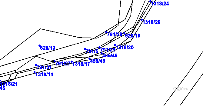 Parcela st. 455/46 v KÚ Ohnišťany, Katastrální mapa