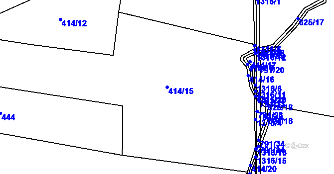 Parcela st. 414/15 v KÚ Ohnišťany, Katastrální mapa