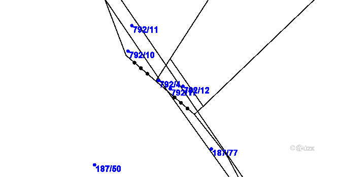 Parcela st. 792/17 v KÚ Ohnišťany, Katastrální mapa
