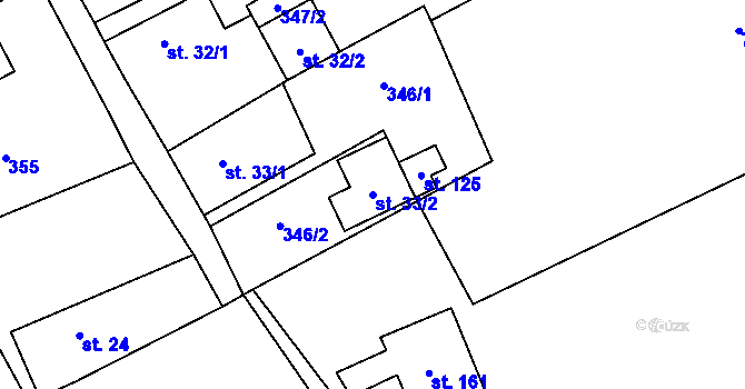 Parcela st. 33/2 v KÚ Ohrazenice u Jinec, Katastrální mapa
